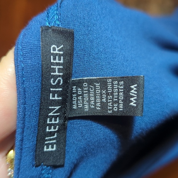 Eileen Fisher Long Blue Tunic Top Scoop Neck Flowy Soft Comfy Sz M - Picture 6 of 8